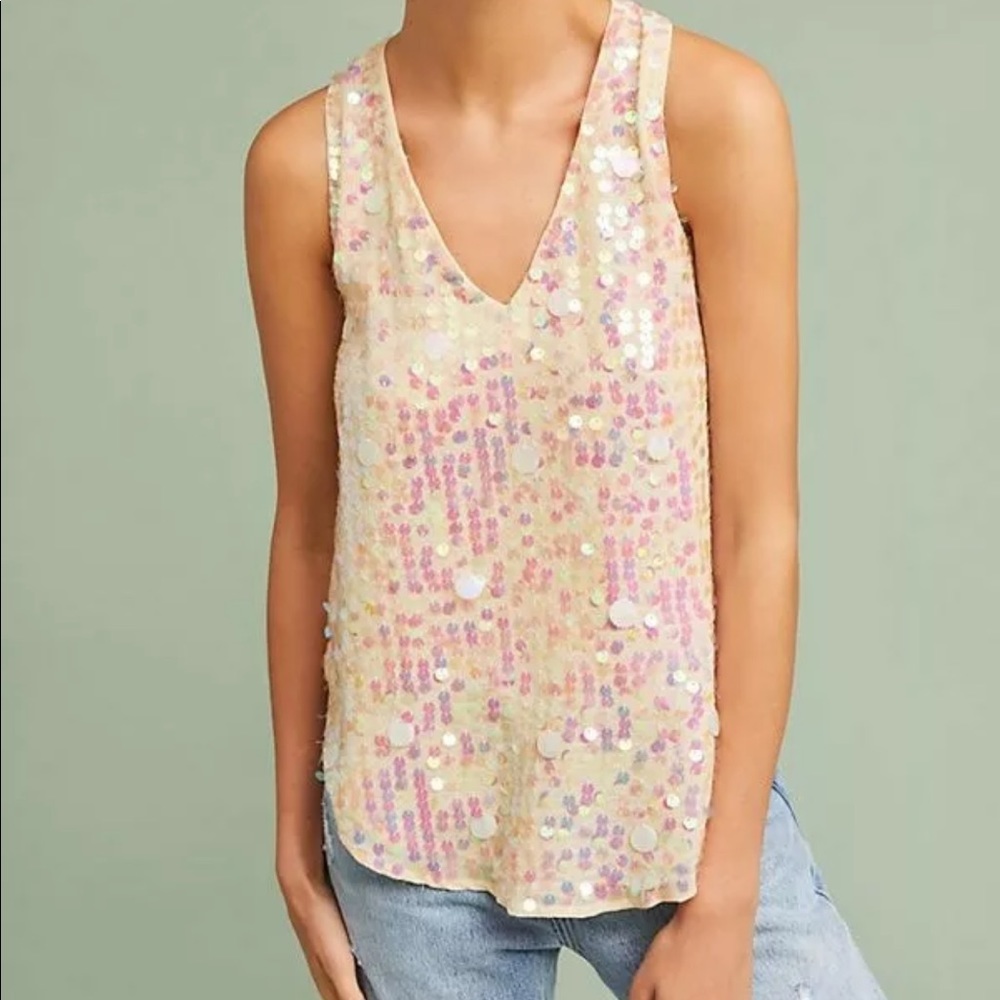 Moulinette Soeurs Anthropologie Pink Sequin Tank 2